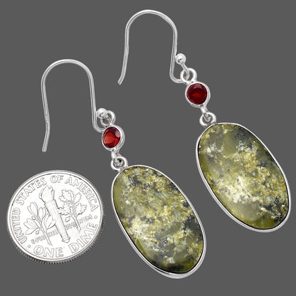 Natural Serpentine & Garnet Earrings E-1002 SDE80642