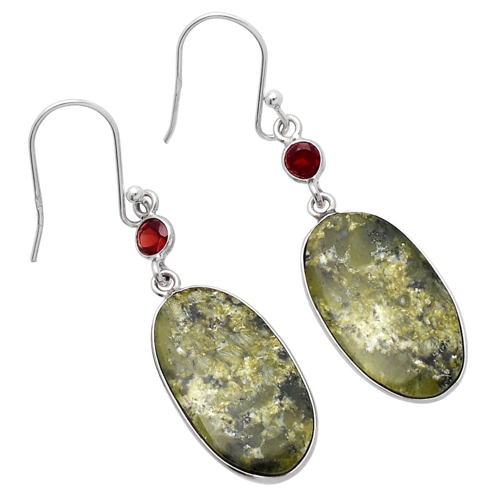 Natural Serpentine & Garnet Earrings E-1002 SDE80642