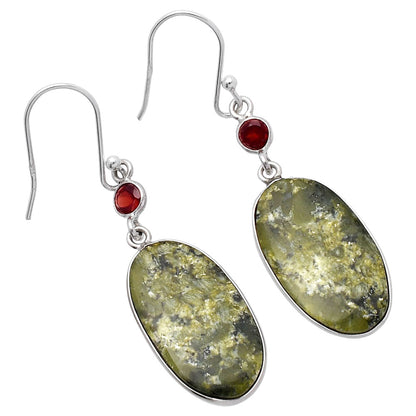 Natural Serpentine & Garnet Earrings E-1002 SDE80642
