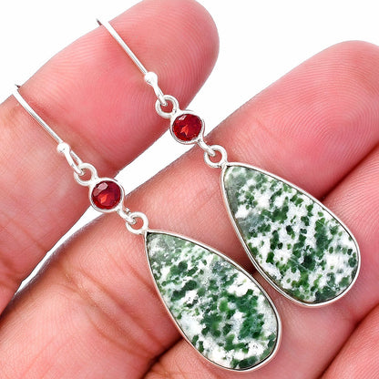 Natural Dioptase & Garnet Earrings E-1002 SDE80649