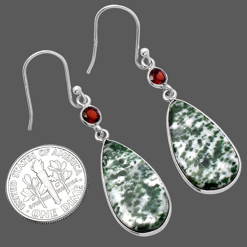 Natural Dioptase & Garnet Earrings E-1002 SDE80649