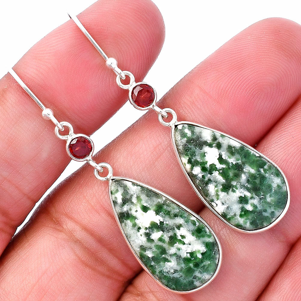 Natural Dioptase & Garnet Earrings E-1002 SDE80650