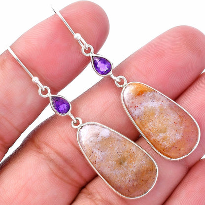 Natural Red Moss Agate & Amethyst Earrings E-1002 SDE80661