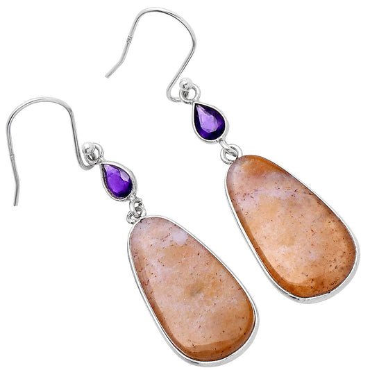Natural Red Moss Agate & Amethyst Earrings E-1002 SDE80661