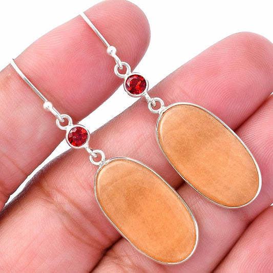 Natural Orange Aventurine & Garnet Earrings E-1002 SDE80665