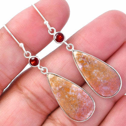 Natural Red Moss Agate & Garnet Earrings E-1002 SDE80666