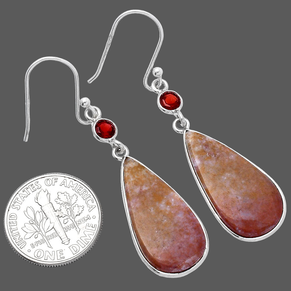 Natural Red Moss Agate & Garnet Earrings E-1002 SDE80666