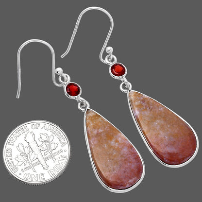 Natural Red Moss Agate & Garnet Earrings E-1002 SDE80666
