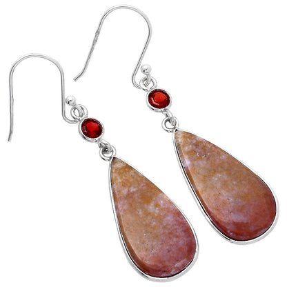 Natural Red Moss Agate & Garnet Earrings E-1002 SDE80666