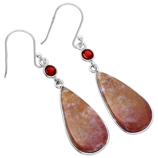 Natural Red Moss Agate & Garnet Earrings E-1002 SDE80666