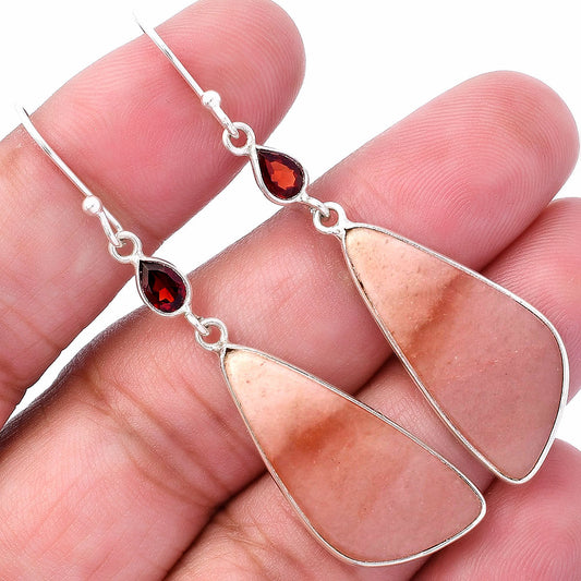 Natural Pink Aventurine & Garnet Earrings E-1002 SDE80667