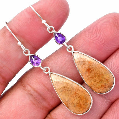 Natural Red Moss Agate & Amethyst Earrings E-1002 SDE80668