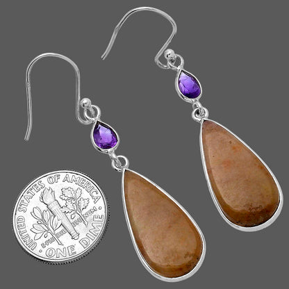 Natural Red Moss Agate & Amethyst Earrings E-1002 SDE80668