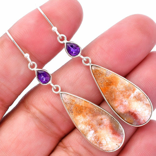 Natural Red Moss Agate & Amethyst Earrings E-1002 SDE80670