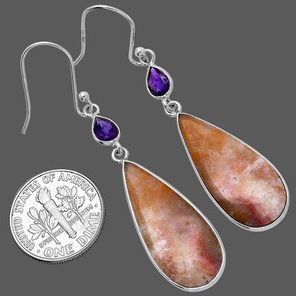 Natural Red Moss Agate & Amethyst Earrings E-1002 SDE80670