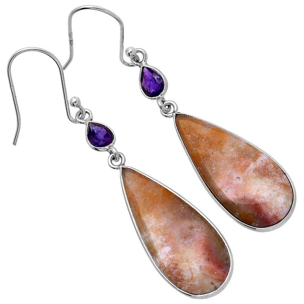 Natural Red Moss Agate & Amethyst Earrings E-1002 SDE80670