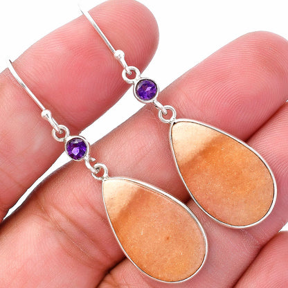 Natural Pink Aventurine & Amethyst Earrings E-1002 SDE80671