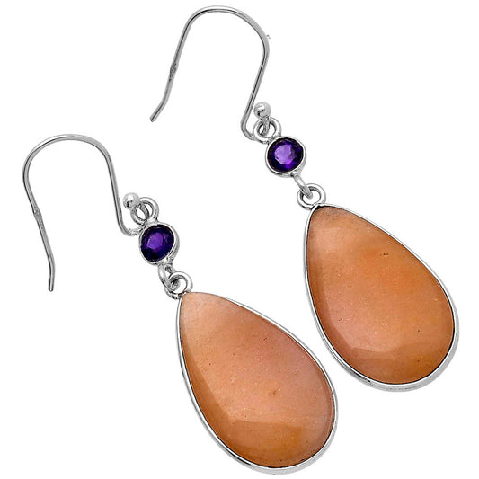 Natural Pink Aventurine & Amethyst Earrings E-1002 SDE80671