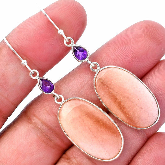 Natural Pink Aventurine & Amethyst Earrings E-1002 SDE80672