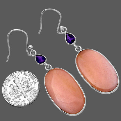 Natural Pink Aventurine & Amethyst Earrings E-1002 SDE80672