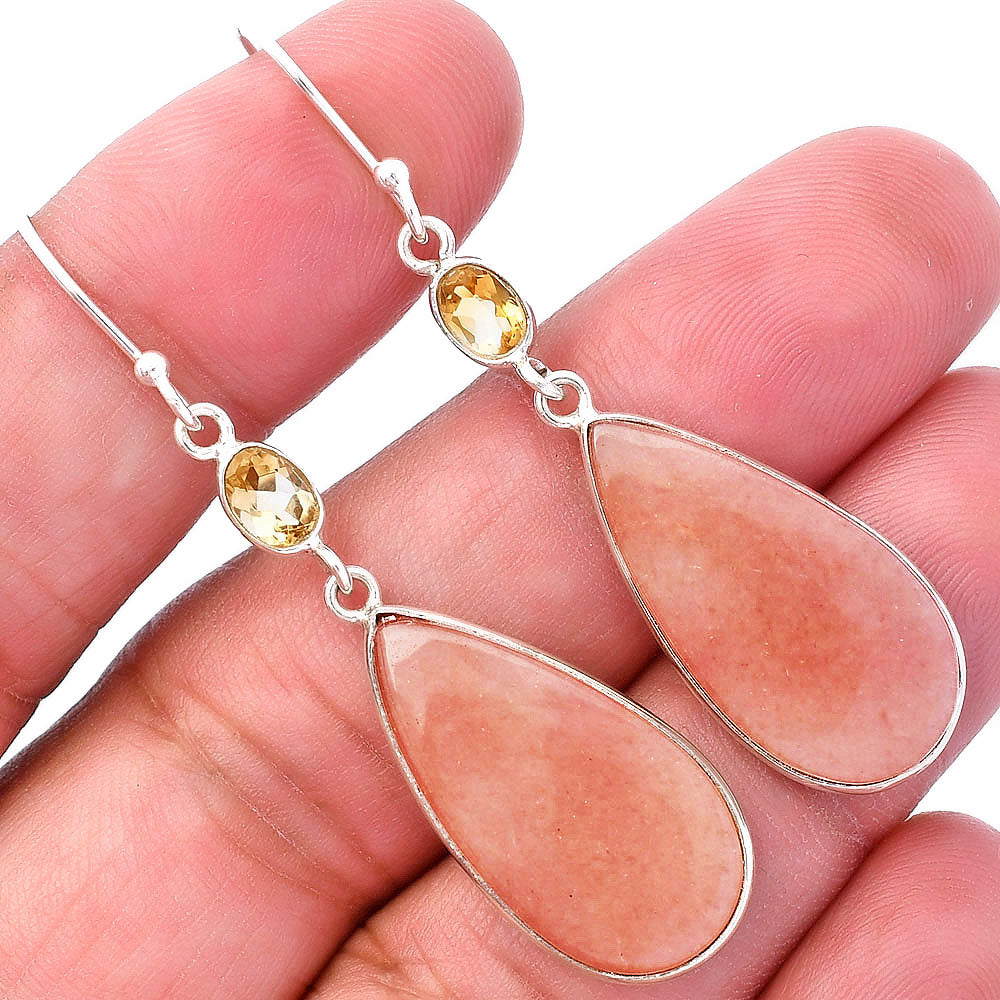 Natural Pink Aventurine & Citrine Earrings E-1002 SDE80674