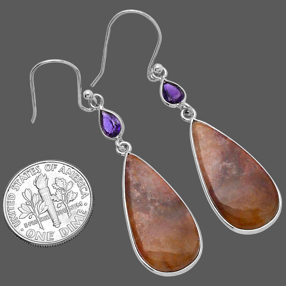 Natural Red Moss Agate & Amethyst Earrings E-1002 SDE80676