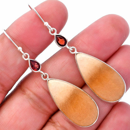 Natural Honey Aragonite & Garnet Earrings E-1002 SDE80681