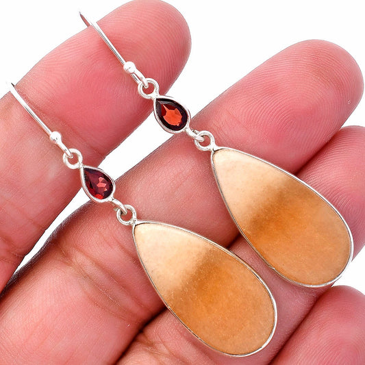 Natural Honey Aragonite & Garnet Earrings E-1002 SDE80681