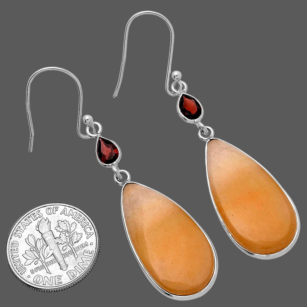 Natural Honey Aragonite & Garnet Earrings E-1002 SDE80681