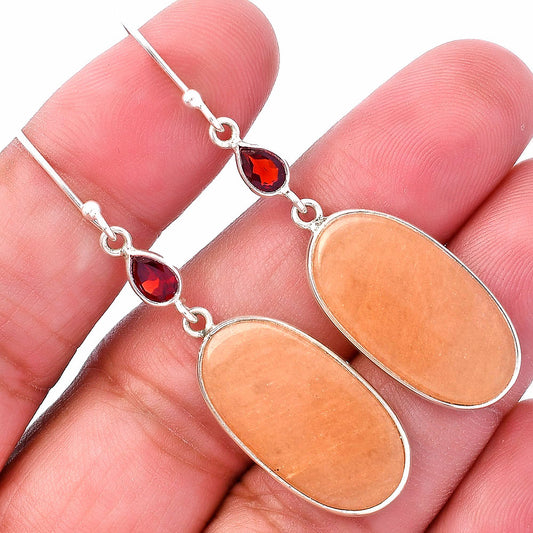 Natural Orange Aventurine & Garnet Earrings E-1002 SDE80683