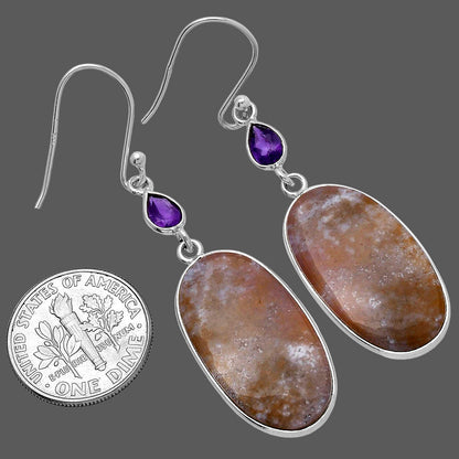 Natural Red Moss Agate & Amethyst Earrings E-1002 SDE80686
