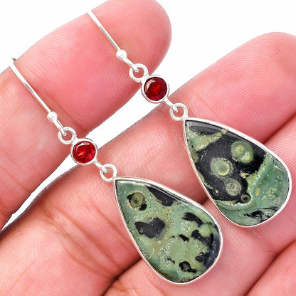 Natural Star Galaxy Jasper & Garnet Earrings E-1002 SDE80702