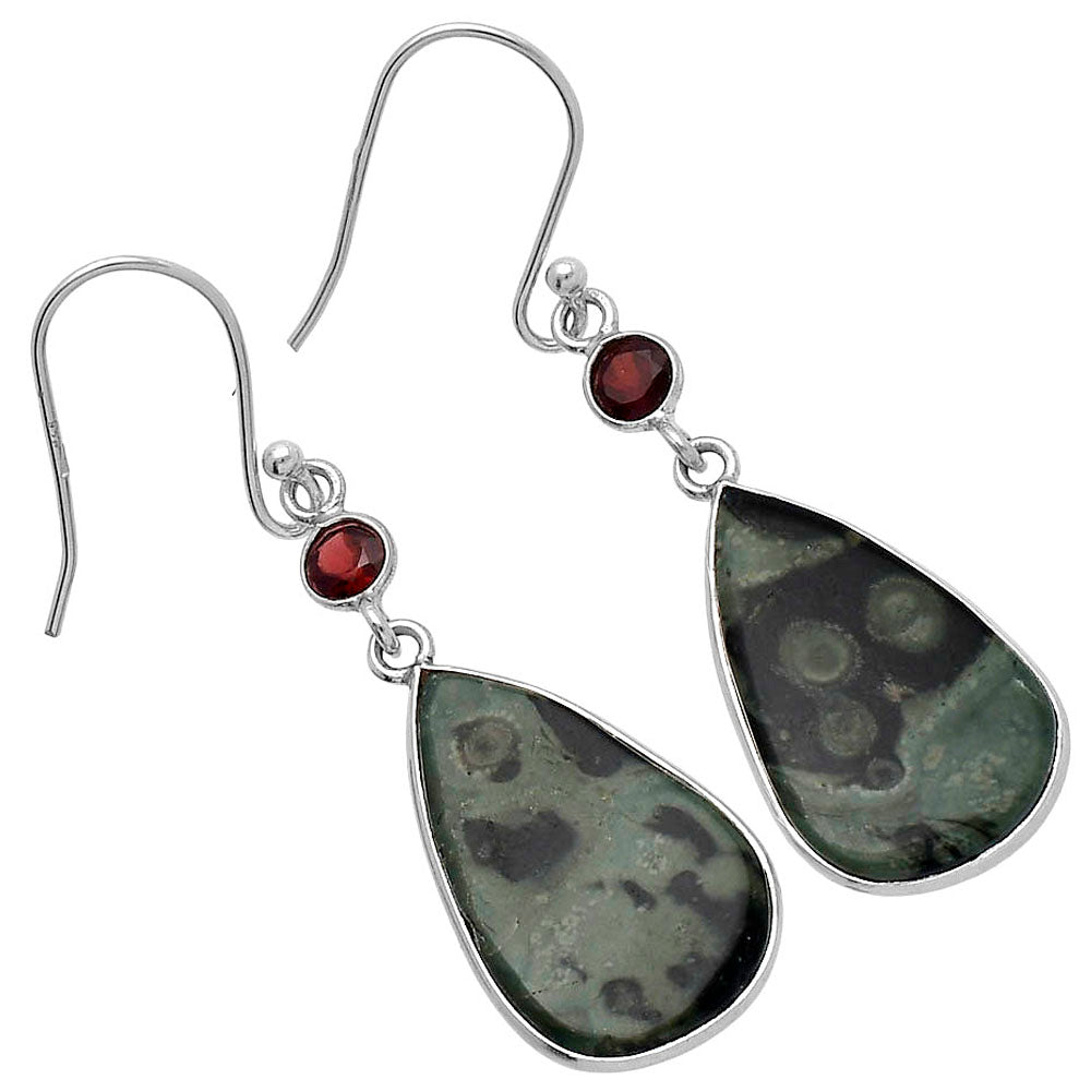 Natural Star Galaxy Jasper & Garnet Earrings E-1002 SDE80702