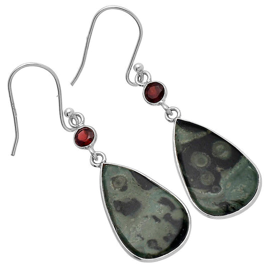 Natural Star Galaxy Jasper & Garnet Earrings E-1002 SDE80702