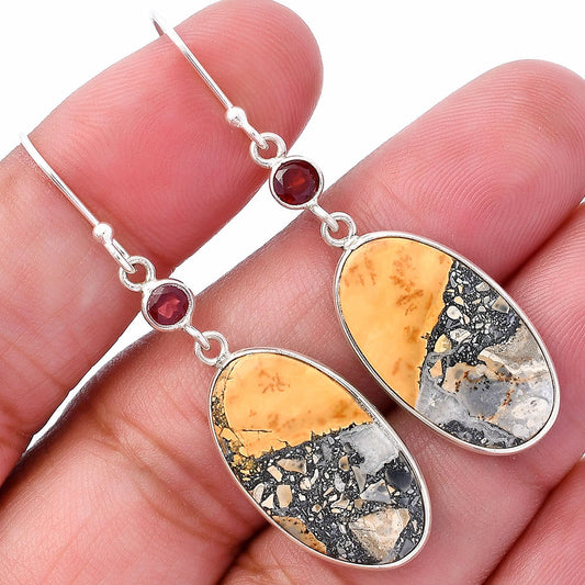 Maligano Jasper - Indonesia & Garnet Earrings E-1002 SDE80723