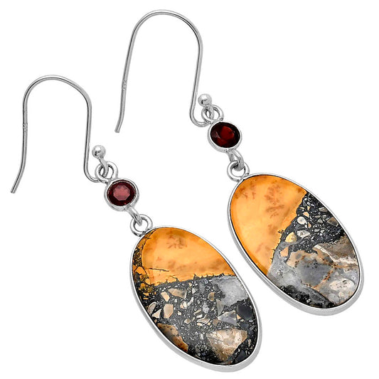 Maligano Jasper - Indonesia & Garnet Earrings E-1002 SDE80723