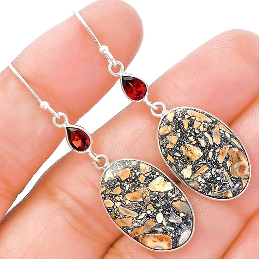 Maligano Jasper - Indonesia & Garnet Earrings E-1002 SDE80726