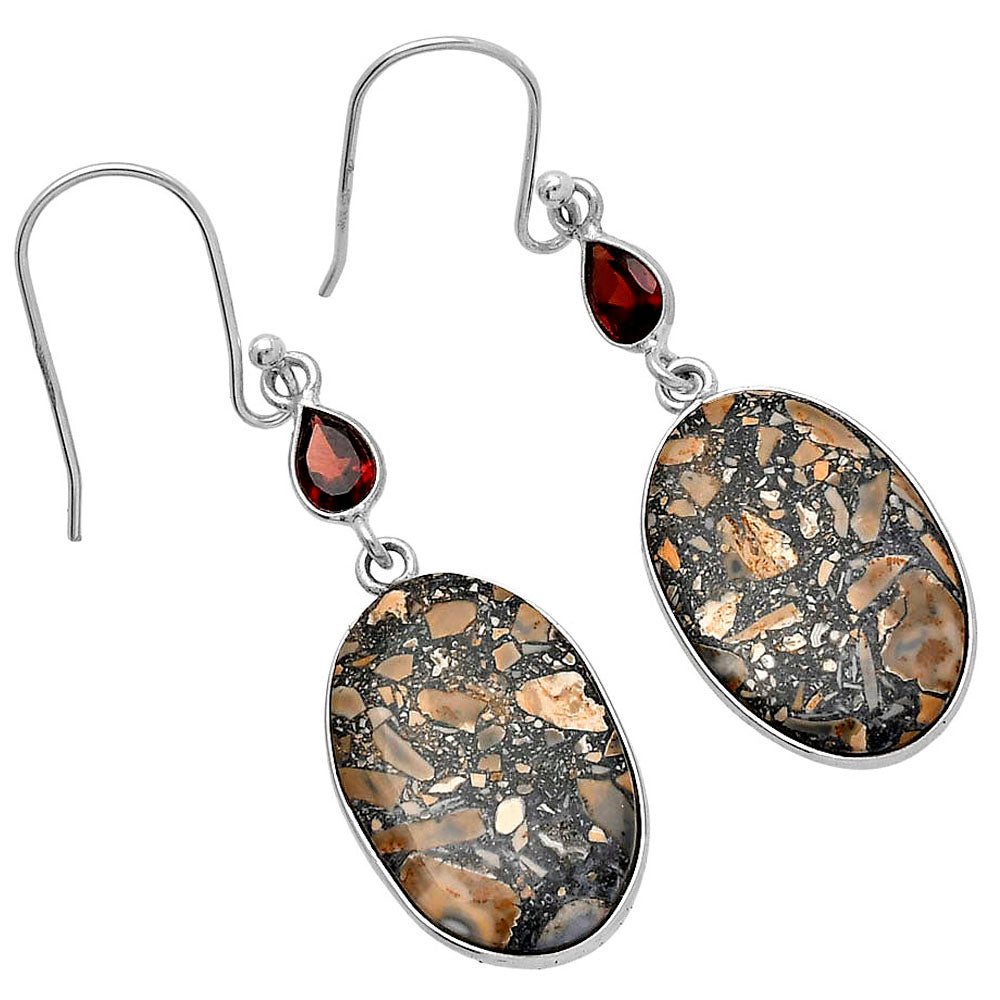 Maligano Jasper - Indonesia & Garnet Earrings E-1002 SDE80726