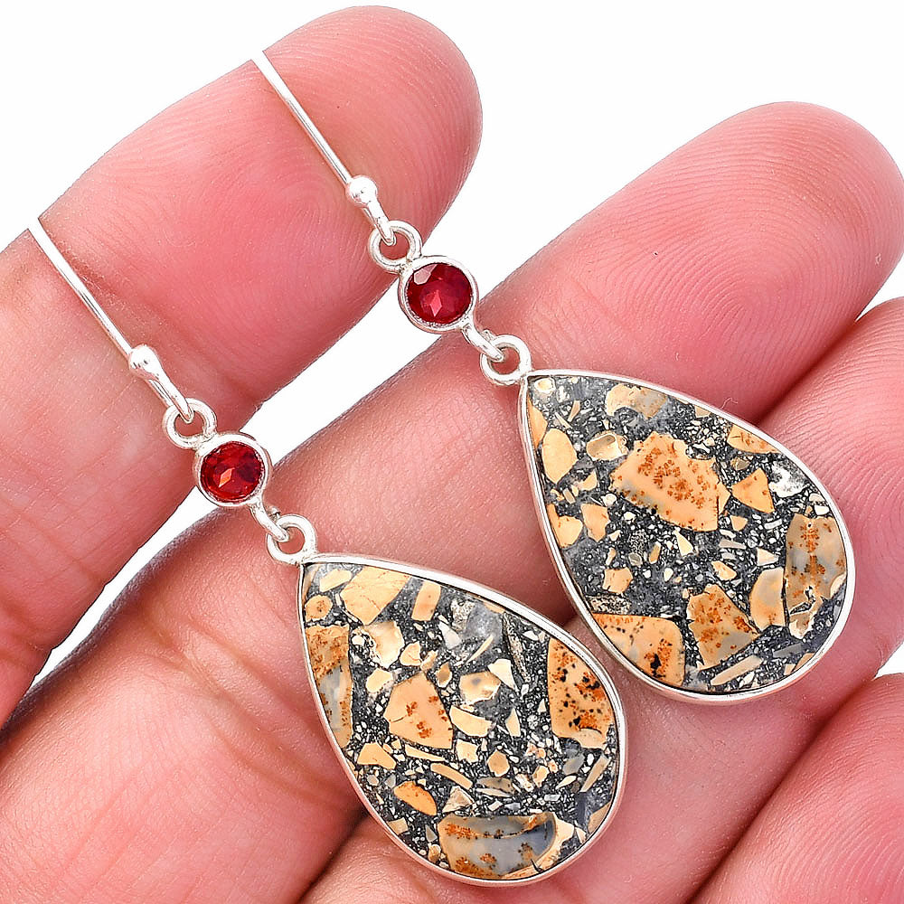 Maligano Jasper - Indonesia & Garnet Earrings E-1002 SDE80731