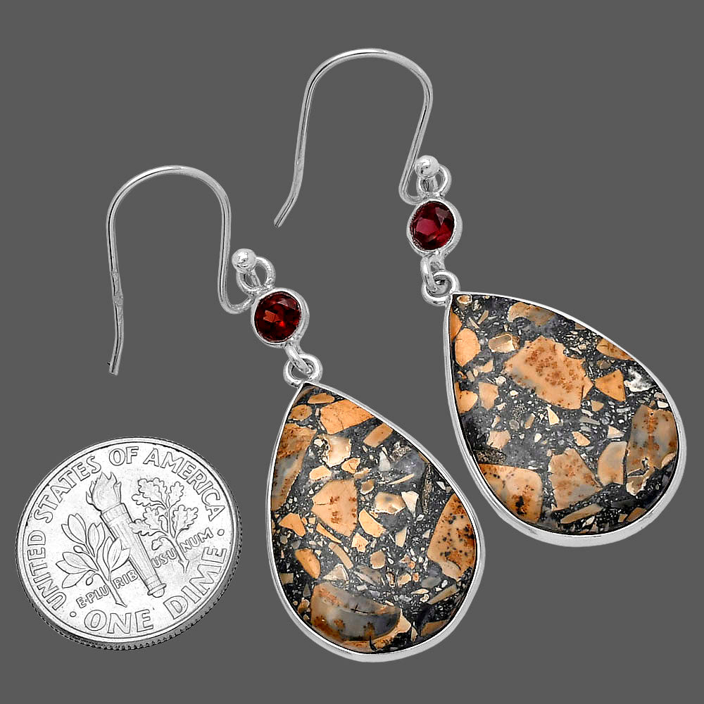 Maligano Jasper - Indonesia & Garnet Earrings E-1002 SDE80731