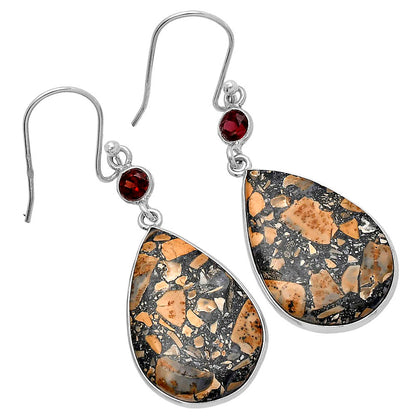 Maligano Jasper - Indonesia & Garnet Earrings E-1002 SDE80731