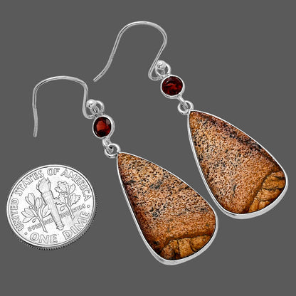 Natural Picture Jasper & Garnet Earrings E-1002 SDE80732