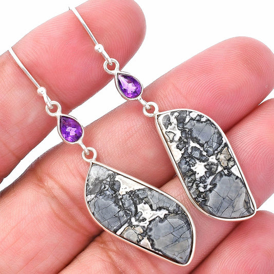 Natural Maligano Jasper & Amethyst Earrings E-1002 SDE80740