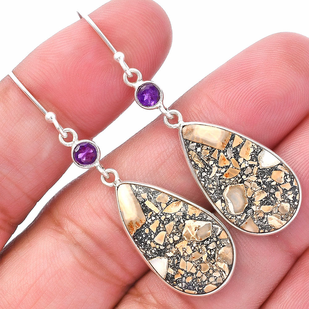 Natural Maligano Jasper & Amethyst Earrings E-1002 SDE80743