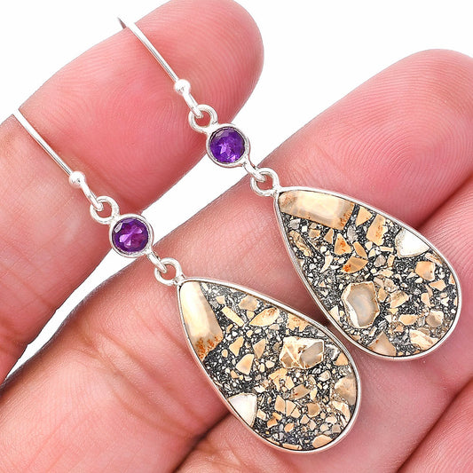 Natural Maligano Jasper & Amethyst Earrings E-1002 SDE80743