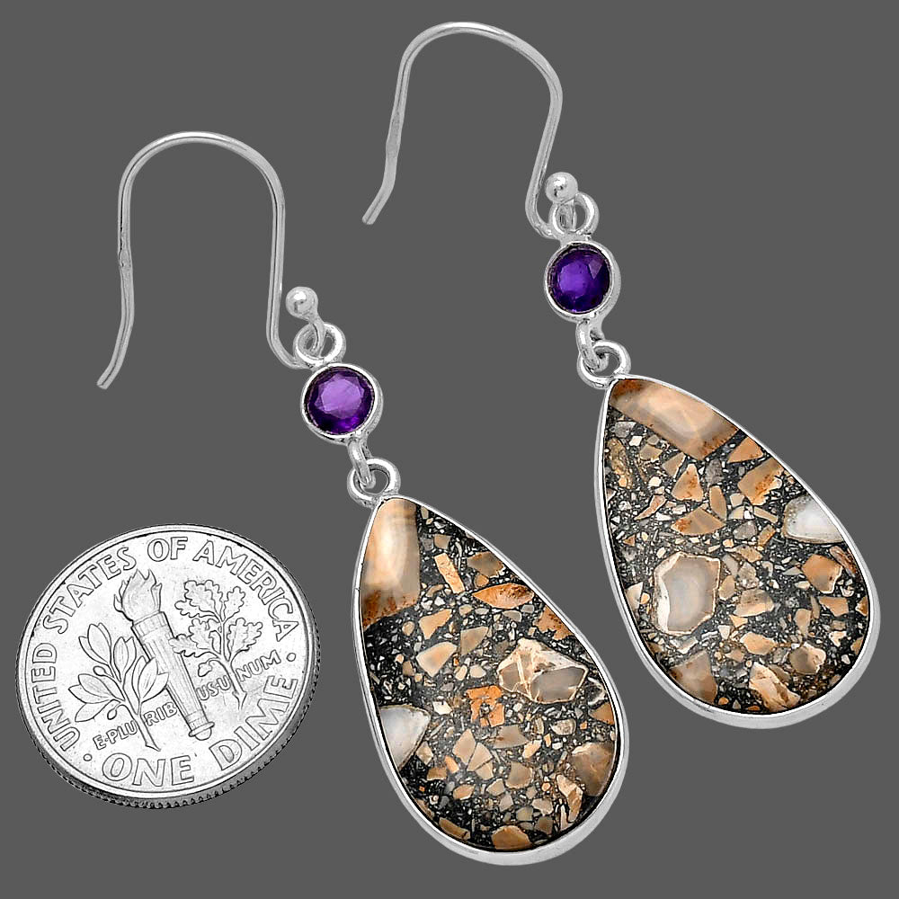 Natural Maligano Jasper & Amethyst Earrings E-1002 SDE80743