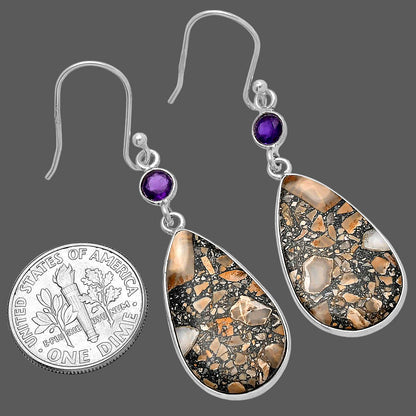 Natural Maligano Jasper & Amethyst Earrings E-1002 SDE80743
