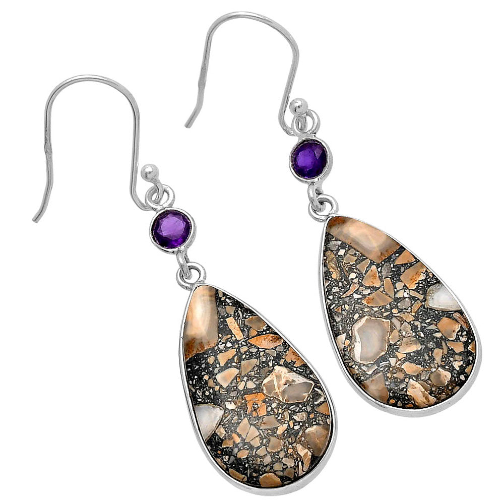 Natural Maligano Jasper & Amethyst Earrings E-1002 SDE80743