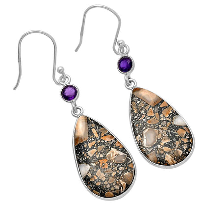 Natural Maligano Jasper & Amethyst Earrings E-1002 SDE80743