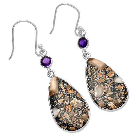 Natural Maligano Jasper & Amethyst Earrings E-1002 SDE80743